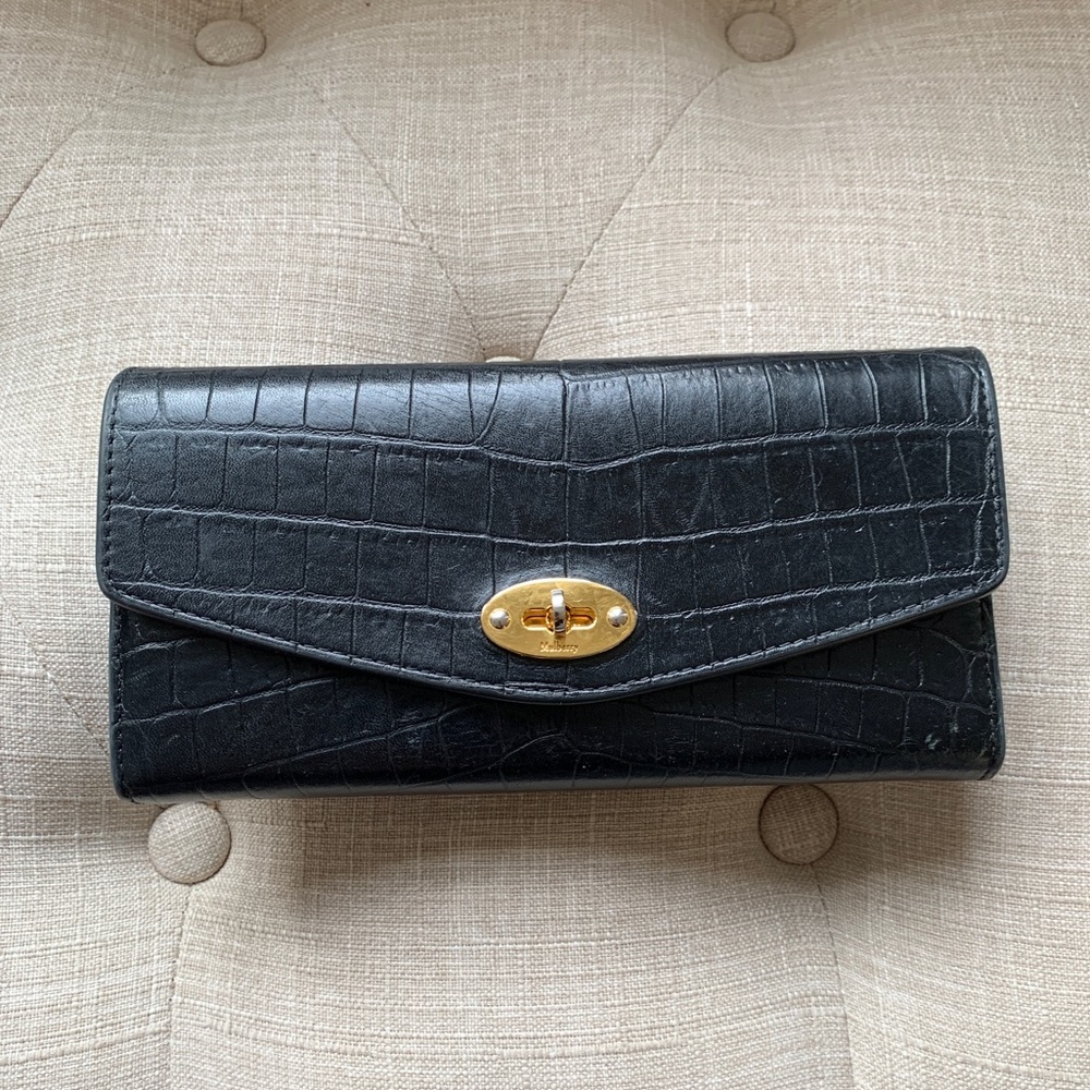 Mulberry black croc effect wallet